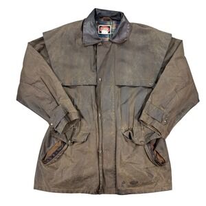 The Australian Outback Jacket Men's Large Brown Waxed Cotton Oilskin Vintage 90s